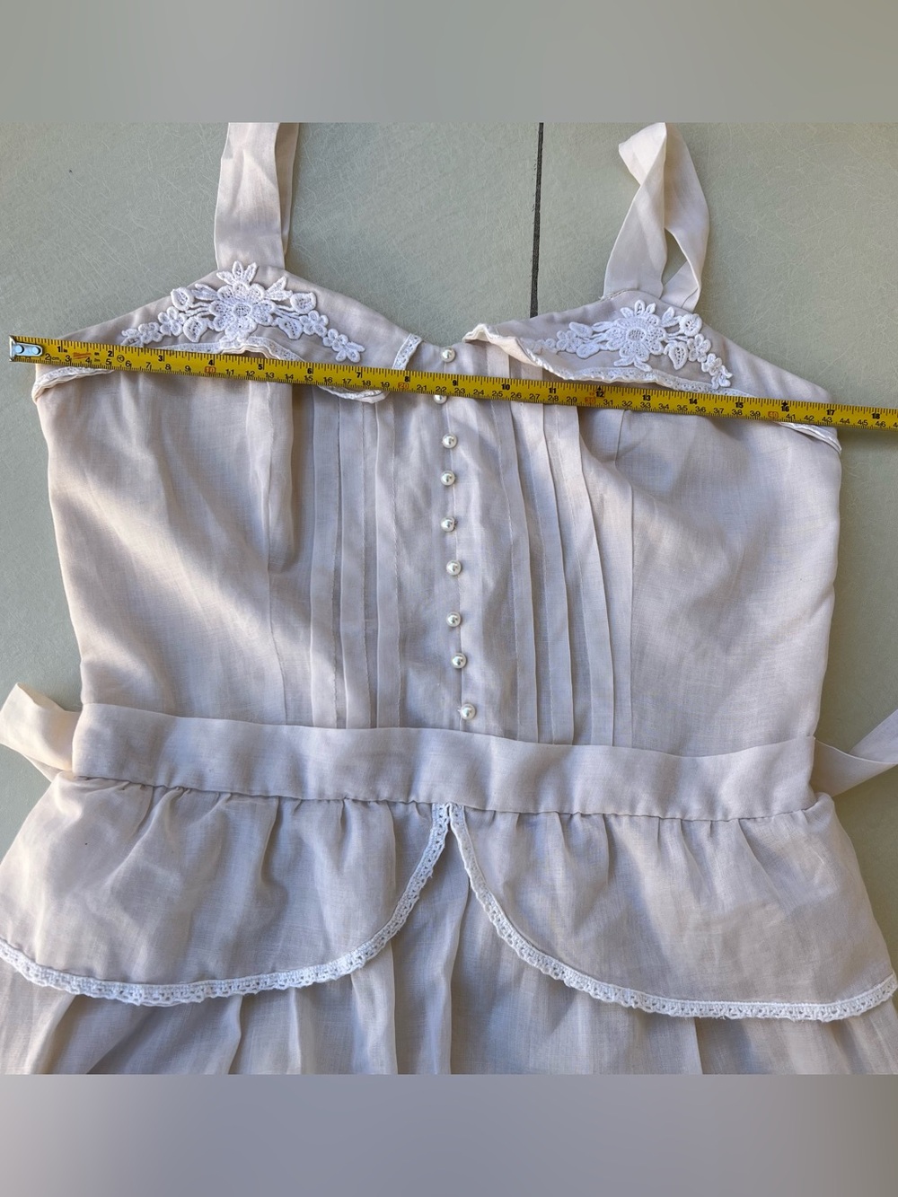 Vintage 1970s Pink Prairie Dress Cottagecore Lace Tiered Peplum Dress Women’s S - Picture 7 of 8